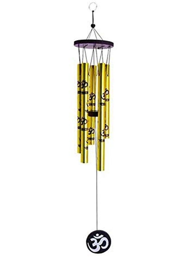 GJ Vastu, Om Golden and Hanging Wind Chime for Home, Balcony and Bedroom Positive Energy with Good Sound (Gold) 60 - cm - Image 1